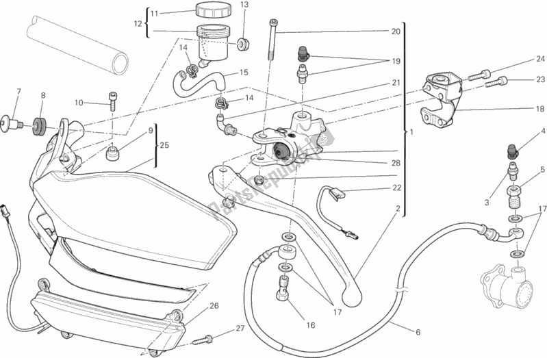 Alle onderdelen voor de Koppeling Hoofdremcilinder van de Ducati Multistrada 1200 S Pikes Peak USA 2012